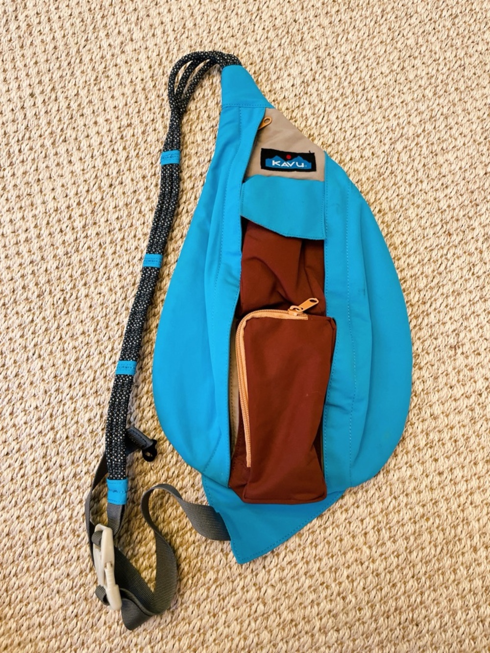KAVU Mini Slingback Pack with Adjustable Rope Shoulder Strap, Sea Ridge